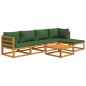 vidaXL Set Salotto da Giardino 6pz con Cuscini Verdi in Legno Massello vidaXL Set Salotto da Giardino 6pz con Cuscini Verdi in Legno Massello