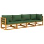 vidaXL Set Salotto da Giardino 4 pz con Cuscini Verdi Legno Massello vidaXL Set Salotto da Giardino 4 pz con Cuscini Verdi Legno Massello