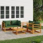 vidaXL Set Salotto da Giardino 5pz con Cuscini Verdi Legno Massello vidaXL Set Salotto da Giardino 5pz con Cuscini Verdi Legno Massello