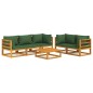 vidaXL Set Salotto da Giardino 6pz con Cuscini Verdi in Legno Massello vidaXL Set Salotto da Giardino 6pz con Cuscini Verdi in Legno Massello