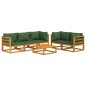 vidaXL Set Salotto da Giardino 6pz con Cuscini Verdi in Legno Massello vidaXL Set Salotto da Giardino 6pz con Cuscini Verdi in Legno Massello