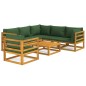 vidaXL Set Salotto da Giardino 7pz con Cuscini Verdi in Legno Massello vidaXL Set Salotto da Giardino 7pz con Cuscini Verdi in Legno Massello