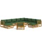 vidaXL Set Salotto da Giardino 12pz con Cuscini Verdi Legno Massello