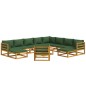 vidaXL Set Salotto da Giardino 12pz con Cuscini Verdi Legno Massello