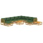 vidaXL Set Salotto da Giardino 12pz con Cuscini Verdi Legno Massello