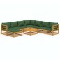 vidaXL Set Salotto da Giardino 9pz con Cuscini Verdi in Legno Massello