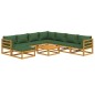 vidaXL Set Salotto da Giardino 9pz con Cuscini Verdi in Legno Massello