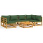 vidaXL Set Salotto da Giardino 7pz con Cuscini Verdi in Legno Massello