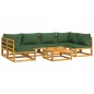 vidaXL Set Salotto da Giardino 7pz con Cuscini Verdi in Legno Massello