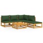 vidaXL Set Salotto da Giardino 6pz con Cuscini Verdi in Legno Massello vidaXL Set Salotto da Giardino 6pz con Cuscini Verdi in Legno Massello