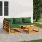 vidaXL Set Salotto da Giardino 5pz con Cuscini Verdi Legno Massello vidaXL Set Salotto da Giardino 5pz con Cuscini Verdi Legno Massello