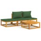vidaXL Set Salotto da Giardino 4 pz con Cuscini Verdi Legno Massello vidaXL Set Salotto da Giardino 4 pz con Cuscini Verdi Legno Massello