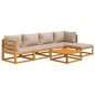vidaXL Set Salotto da Giardino 6pz con Cuscini Tortora Legno Massello vidaXL Set Salotto da Giardino 6pz con Cuscini Tortora Legno Massello