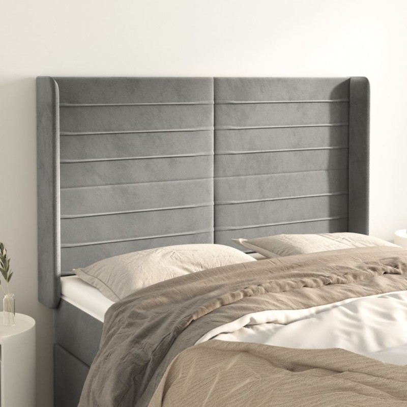 Testiera ad Orecchio Grigio Chiaro 147x16x118/128 cm in Velluto Testiera ad Orecchio Grigio Chiaro 147x16x118/128 cm in Velluto
