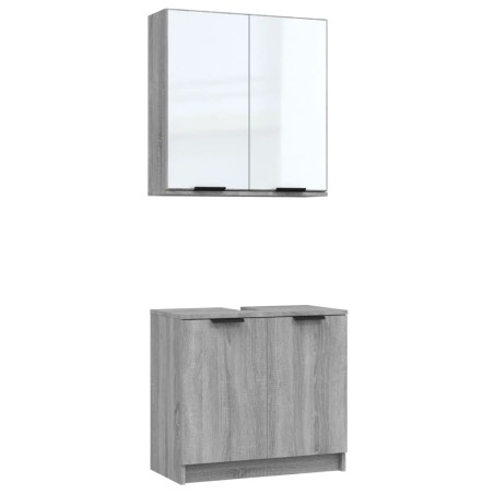 Set di Mobili da Bagno 2 pz Grigio Sonoma in Legno Multistrato