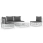 vidaXL Set Salotto da Giardino 5 pz con Cuscini in Acciaio Bianco vidaXL Set Salotto da Giardino 5 pz con Cuscini in Acciaio Bianco