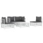 vidaXL Set Salotto da Giardino 5 pz con Cuscini in Acciaio Bianco vidaXL Set Salotto da Giardino 5 pz con Cuscini in Acciaio Bianco