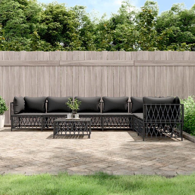 vidaXL Set Salotto da Giardino 8 pz con Cuscini Antracite in Acciaio vidaXL Set Salotto da Giardino 8 pz con Cuscini Antracite in Acciaio