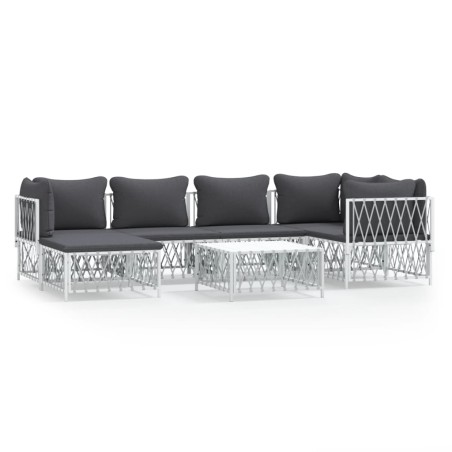 vidaXL Set Salotto da Giardino 7 pz con Cuscini in Acciaio Bianco