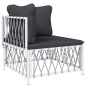 vidaXL Set Salotto da Giardino 7 pz con Cuscini in Acciaio Bianco vidaXL Set Salotto da Giardino 7 pz con Cuscini in Acciaio Bianco