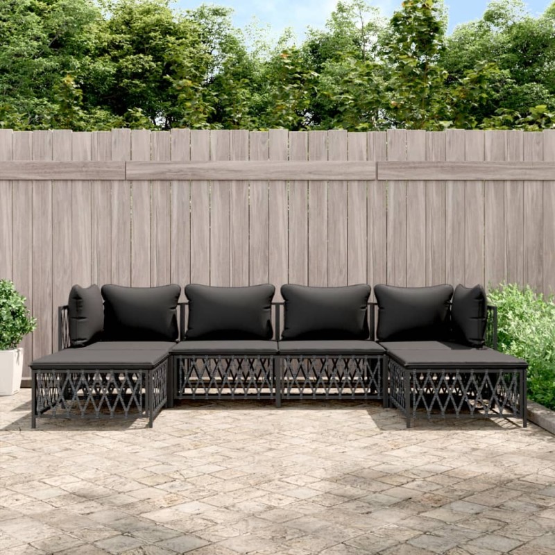 vidaXL Set Salotto da Giardino 6 pz con Cuscini in Acciaio Antracite vidaXL Set Salotto da Giardino 6 pz con Cuscini in Acciaio Antracite