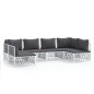 vidaXL Set Salotto da Giardino 6 pz con Cuscini in Acciaio Bianco vidaXL Set Salotto da Giardino 6 pz con Cuscini in Acciaio Bianco