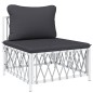 vidaXL Set Salotto da Giardino 6 pz con Cuscini in Acciaio Bianco vidaXL Set Salotto da Giardino 6 pz con Cuscini in Acciaio Bianco
