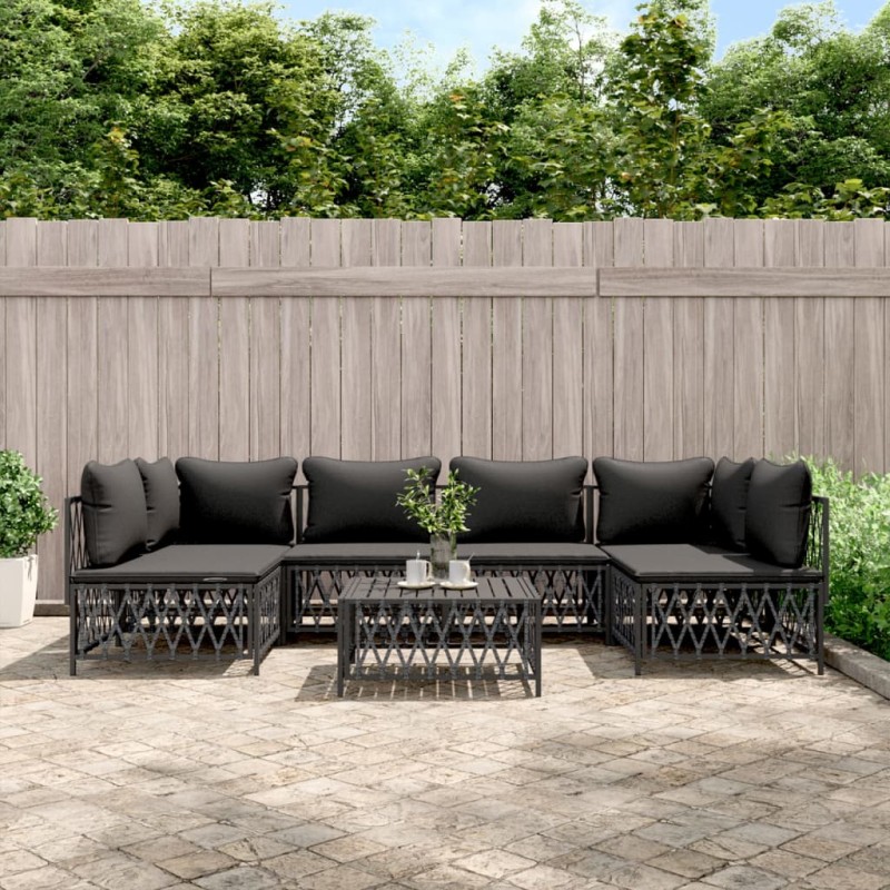 vidaXL Set Salotto da Giardino 7 pz con Cuscini Antracite in Acciaio vidaXL Set Salotto da Giardino 7 pz con Cuscini Antracite in Acciaio