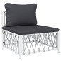 vidaXL Set Salotto da Giardino 8 pz con Cuscini in Acciaio Bianco vidaXL Set Salotto da Giardino 8 pz con Cuscini in Acciaio Bianco