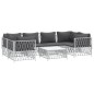 vidaXL Set Salotto da Giardino 7 pz con Cuscini in Acciaio Bianco