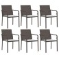 vidaXL Sedie da Giardino con Cuscini 6pz Marroni 56x59x84cm Polyrattan vidaXL Sedie da Giardino con Cuscini 6pz Marroni 56x59x84cm Polyrattan