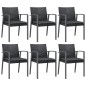 vidaXL Sedie da Giardino con Cuscini 6pz Nere 56,5x57x83 cm Polyrattan vidaXL Sedie da Giardino con Cuscini 6pz Nere 56,5x57x83 cm Polyrattan