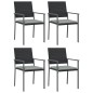 vidaXL Sedie da Giardino con Cuscini 4pz Nere 54x62,5x89 cm Polyrattan vidaXL Sedie da Giardino con Cuscini 4pz Nere 54x62,5x89 cm Polyrattan
