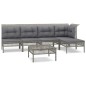 vidaXL Set Divani da Giardino 6 pz con Cuscini in Polyrattan Grigio vidaXL Set Divani da Giardino 6 pz con Cuscini in Polyrattan Grigio