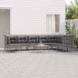 vidaXL Set Divani da Giardino 9 pz con Cuscini in Polyrattan Grigio vidaXL Set Divani da Giardino 9 pz con Cuscini in Polyrattan Grigio