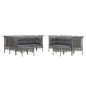 vidaXL Set Divani da Giardino 9 pz con Cuscini in Polyrattan Grigio vidaXL Set Divani da Giardino 9 pz con Cuscini in Polyrattan Grigio