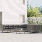 vidaXL Set Divani da Giardino 10 pz con Cuscini in Polyrattan Grigio vidaXL Set Divani da Giardino 10 pz con Cuscini in Polyrattan Grigio