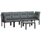 vidaXL Set Salotto da Giardino 5 pz Nero e Grigio in Polyrattan vidaXL Set Salotto da Giardino 5 pz Nero e Grigio in Polyrattan