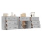 Credenze 3 pz Grigio Cemento in Legno Multistrato