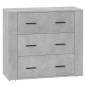 Credenze 3 pz Grigio Cemento in Legno Multistrato