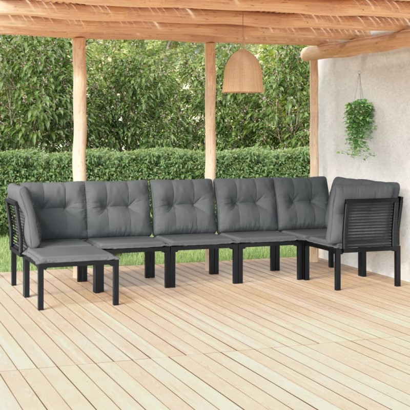 vidaXL Set Salotto da Giardino 7 pz Nero e Grigio in Polyrattan vidaXL Set Salotto da Giardino 7 pz Nero e Grigio in Polyrattan
