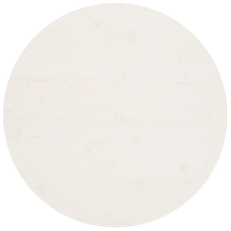Piano Tavolo Bianco Ø90x2,5 cm in Legno Massello di Pino