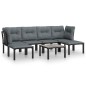 vidaXL Set Salotto da Giardino 7 pz Nero e Grigio in Polyrattan vidaXL Set Salotto da Giardino 7 pz Nero e Grigio in Polyrattan