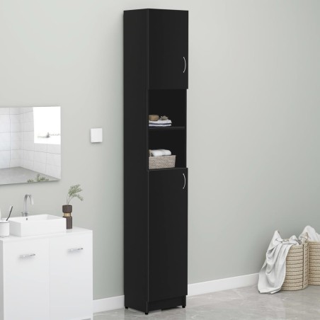 Armadio da Bagno Nero 32x25,5x190 cm in Truciolato