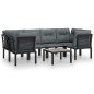 vidaXL Set Salotto da Giardino 7 pz Nero e Grigio in Polyrattan vidaXL Set Salotto da Giardino 7 pz Nero e Grigio in Polyrattan