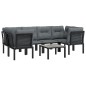 vidaXL Set Salotto da Giardino 7 pz Nero e Grigio in Polyrattan vidaXL Set Salotto da Giardino 7 pz Nero e Grigio in Polyrattan