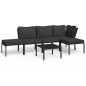 vidaXL Set Salotto da Giardino 6pz con Cuscini Grigi in Acciaio vidaXL Set Salotto da Giardino 6pz con Cuscini Grigi in Acciaio