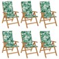 vidaXL Sedie da Giardino Reclinabili con Cuscini 6 pz in Legno di Teak vidaXL Sedie da Giardino Reclinabili con Cuscini 6 pz in Legno di Teak