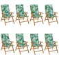 vidaXL Sedie da Giardino Reclinabili con Cuscini 8 pz in Legno di Teak vidaXL Sedie da Giardino Reclinabili con Cuscini 8 pz in Legno di Teak