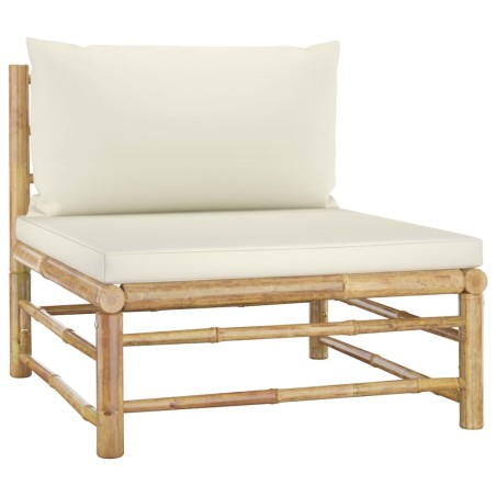 vidaXL Set Divani da Giardino 3 pz con Cuscini Bianco Crema in Bambù
